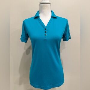 OGIO Glam Polo Shirt Womens Size XS Aqua Green LOG105 Stay Cool Wicking V Neck